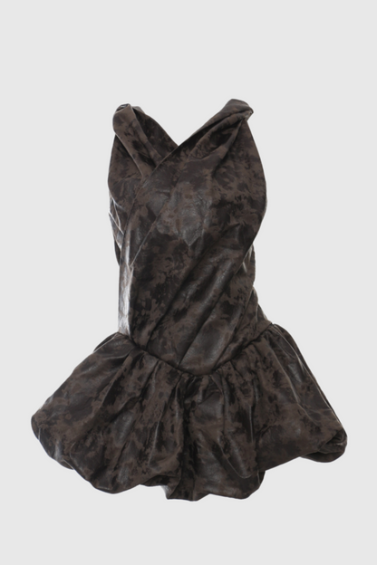 Jayne Backless Rock Leather Mini Dress