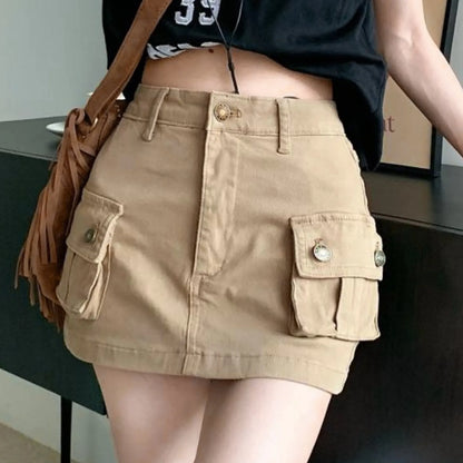 Slip Denim High Waist Skirt