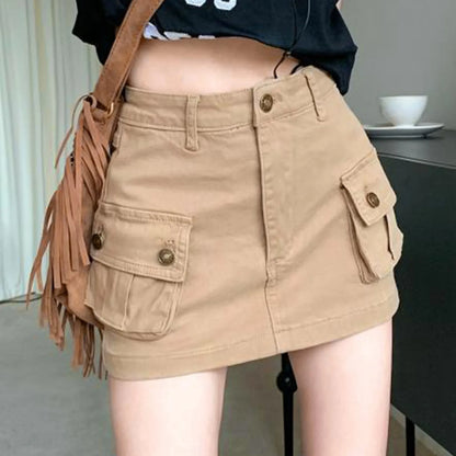 Slip Denim High Waist Skirt
