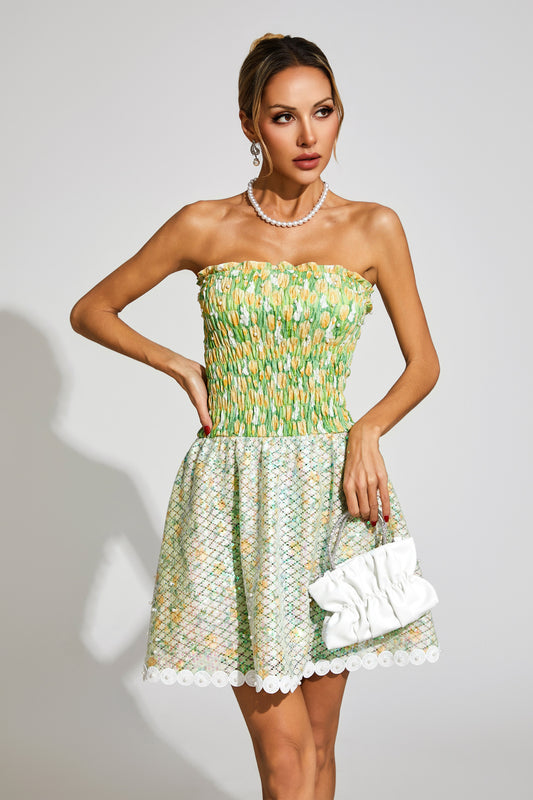 Jeffrey Green Floral Sequin Dress
