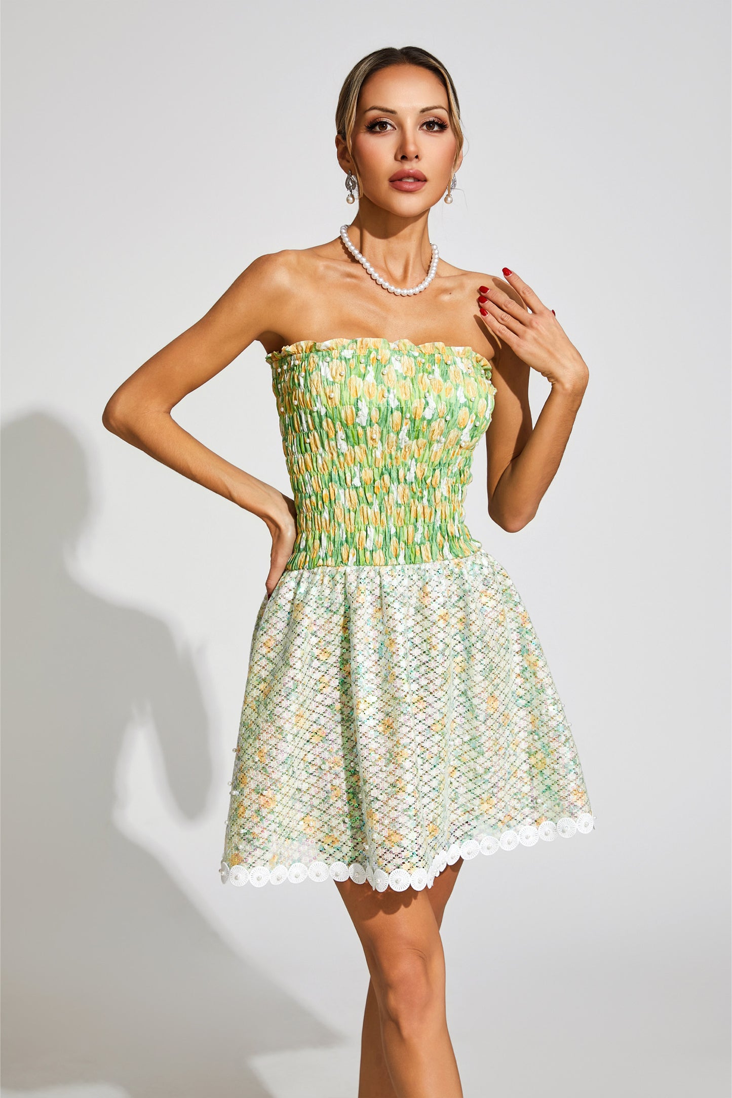 Jeffrey Green Floral Sequin Dress