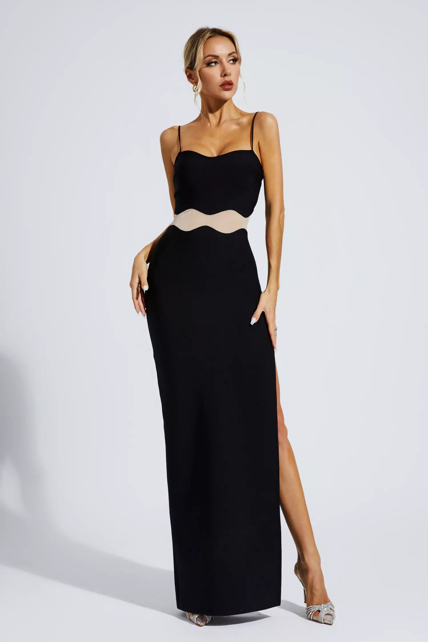 Jennifer Black Bandage Slip Maxi Dress