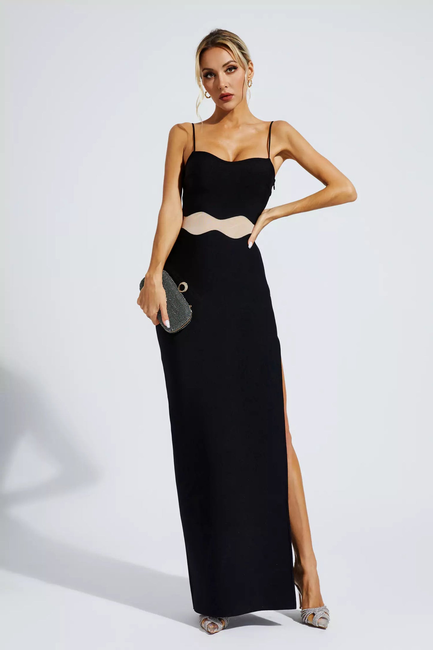 Jennifer Black Bandage Slip Maxi Dress