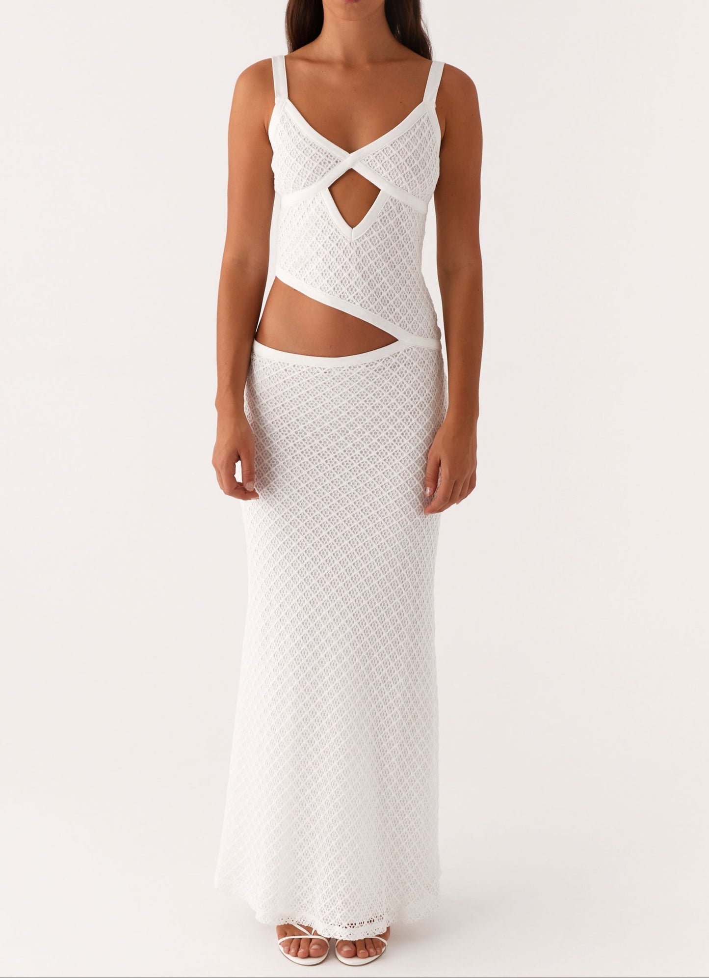 Orsa Maxi Dress - White Crochet