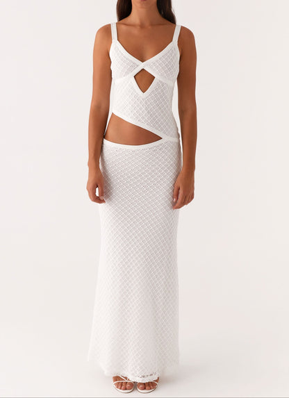 Orsa Maxi Dress - White Crochet