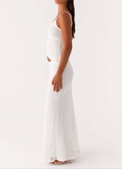 Orsa Maxi Dress - White Crochet
