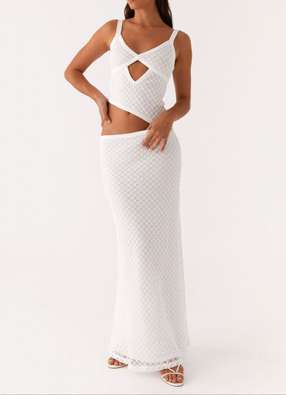 Orsa Maxi Dress - White Crochet