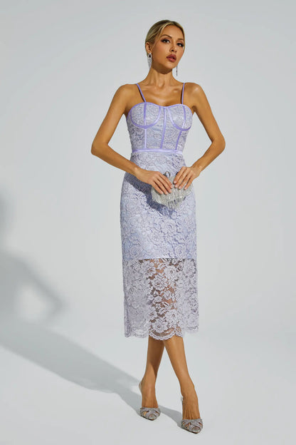 Joel Purple Lace Slip Dress