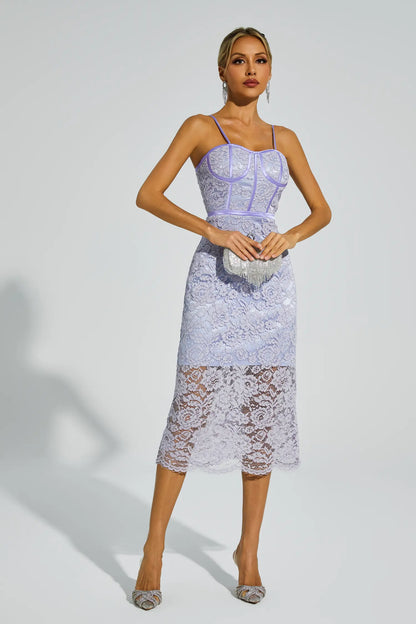 Joel Purple Lace Slip Dress