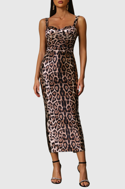 Jonette Leopard Midi Dress