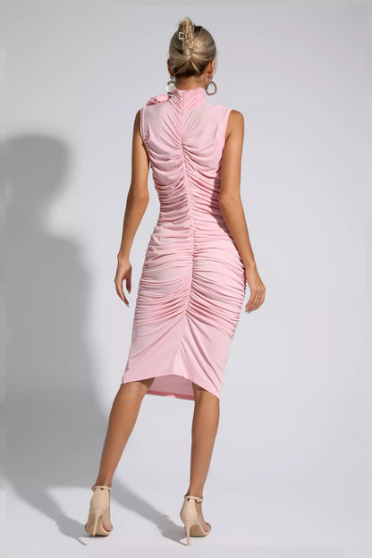 Joy Pink Floral Ruched Bodycon Dress