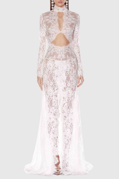 Juselius Lace Cutout Maxi Dress - White