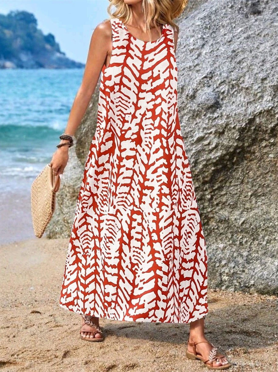 Women's Pocket Floral Print Midi Dress