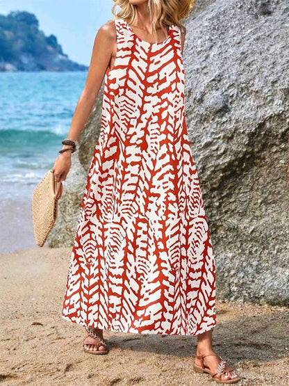 Women's Pocket Floral Print Midi Dress