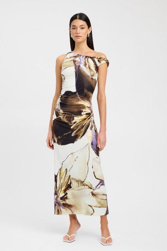 Virginia Asymmetrical Floral Print Maxi Dress