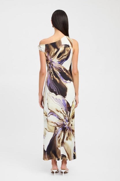 Virginia Asymmetrical Floral Print Maxi Dress