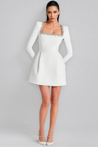 Helene Square Neck Long Sleeve Mini Dress
