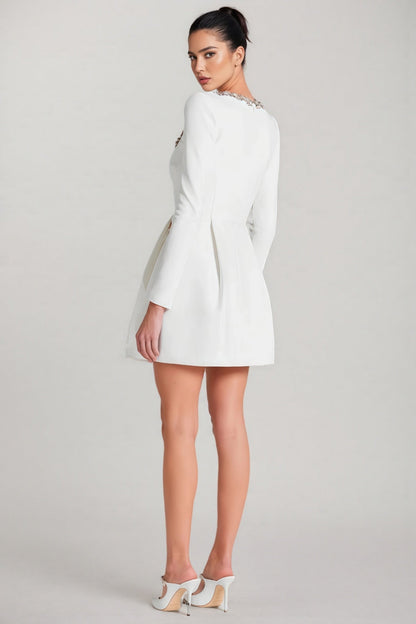 Helene Square Neck Long Sleeve Mini Dress
