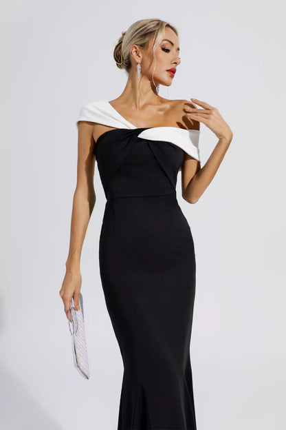 Kaitlyn Black Off-Shoulder Mermaid Maxi Dress