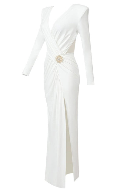 Kallie Crisscross Split Maxi Dress - White