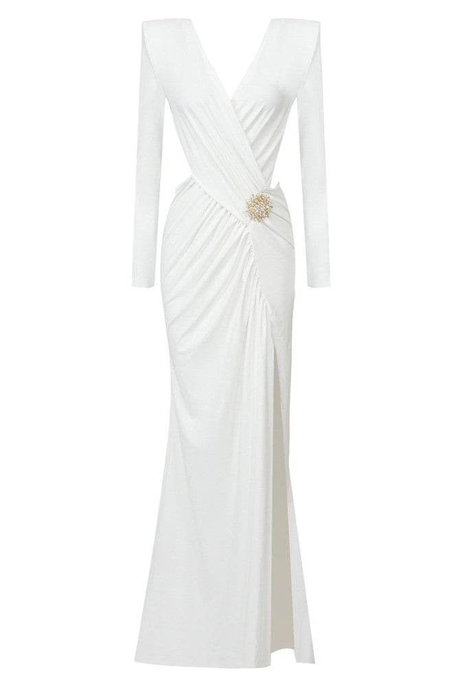 Kallie Crisscross Split Maxi Dress - White