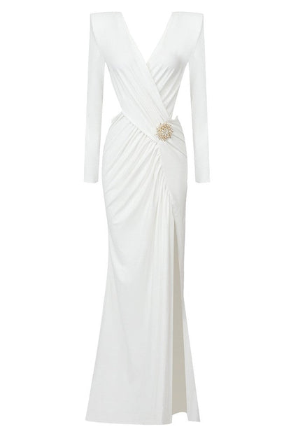 Kallie Crisscross Split Maxi Dress - White