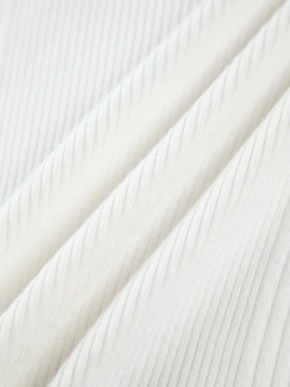 Kanma Solid Cut Out Split Beads Detail Ribbed Knit Top