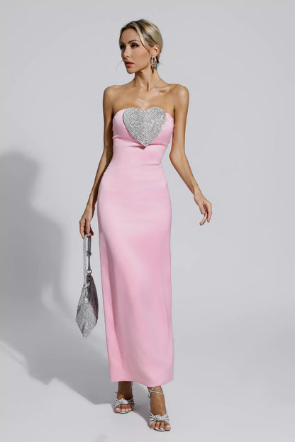 Karsyn Pink Heart-shaped Off Shoulder Dress