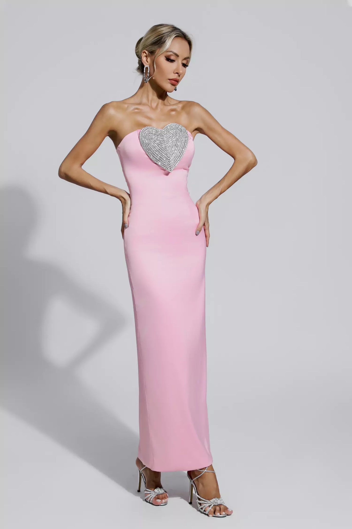 Karsyn Pink Heart-shaped Off Shoulder Dress