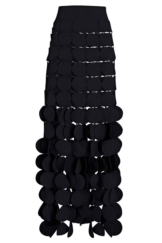 Katelyn Fringe Midi Skirt - Black