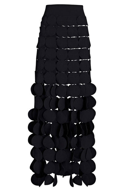 Katelyn Fringe Midi Skirt - Black