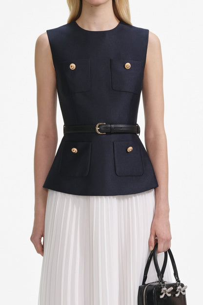 Kayele Sleeveless Belted Chiffon Midi Dress