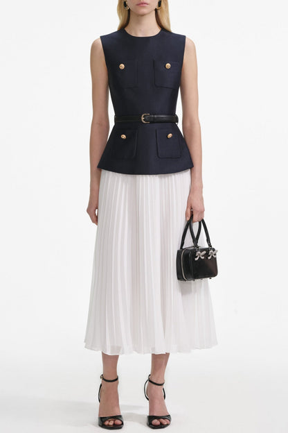 Kayele Sleeveless Belted Chiffon Midi Dress
