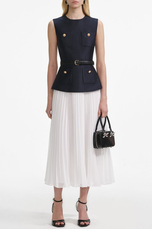 Kayele Sleeveless Belted Chiffon Midi Dress