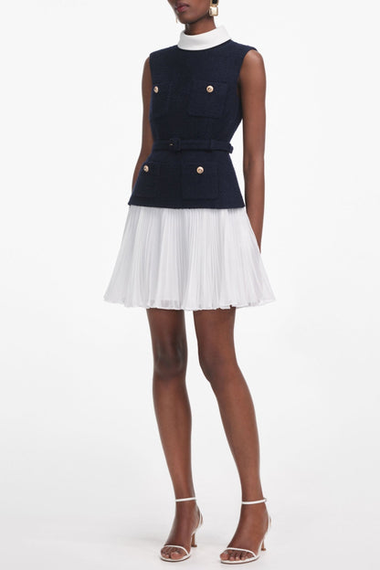 Kayele Sleeveless Belted Chiffon Mini Dress