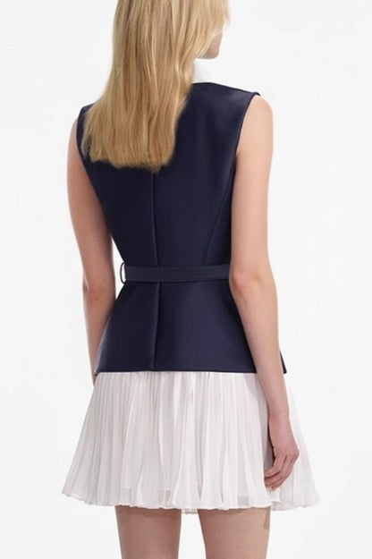 Kayele Sleeveless Belted Chiffon Mini Dress