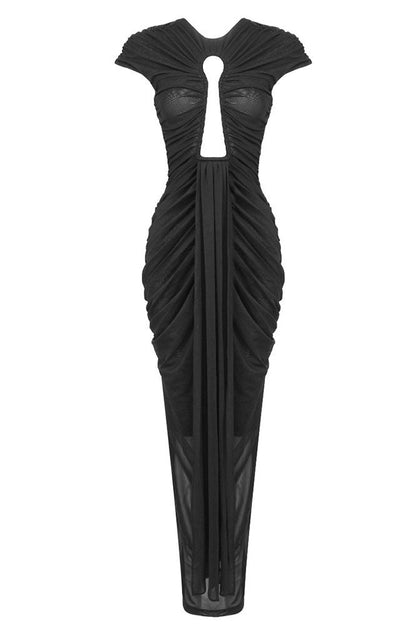 Hermosa Keyhole Ruched Maxi Dress