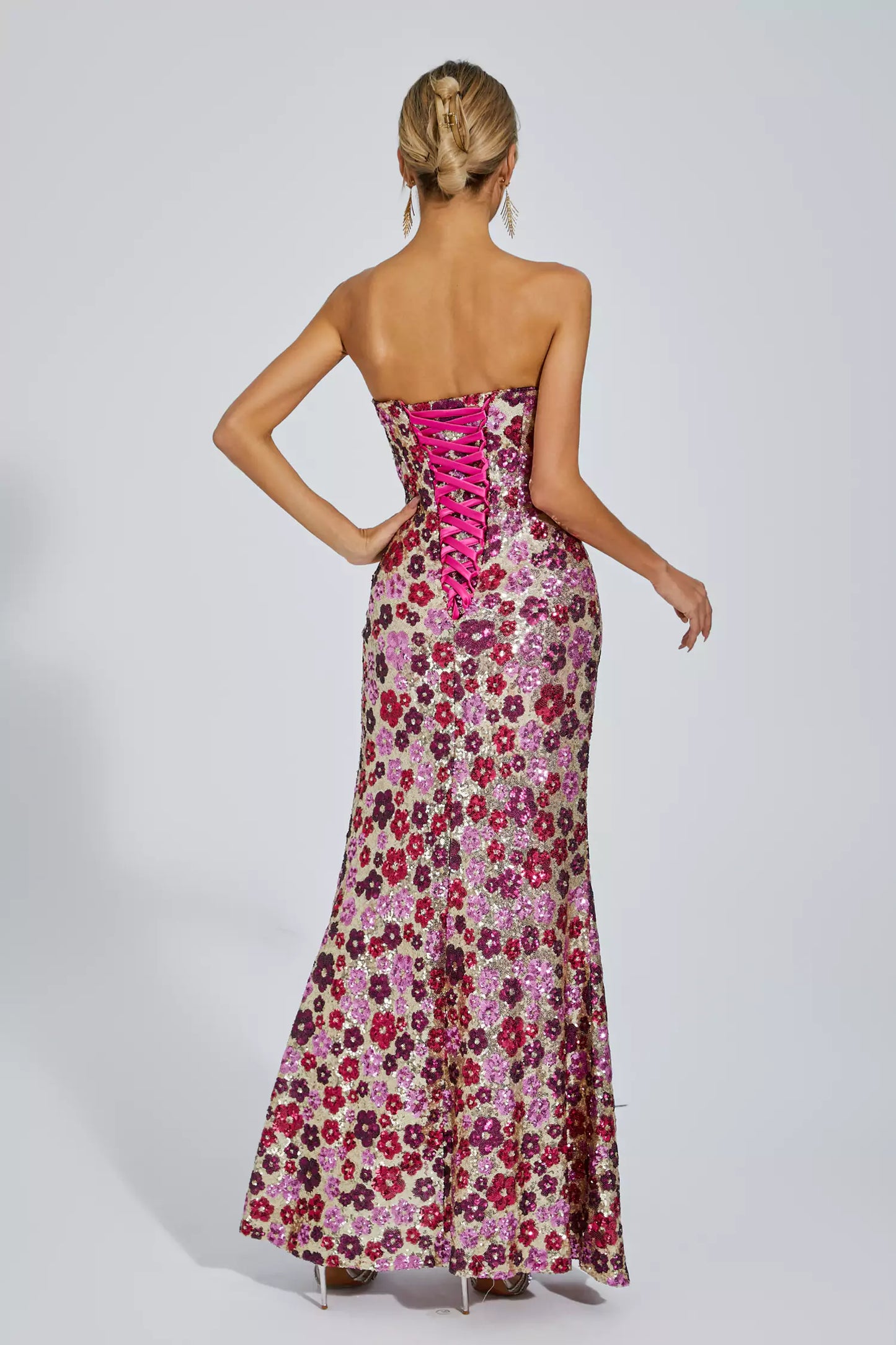Kiera Red Flower Sequin Dress
