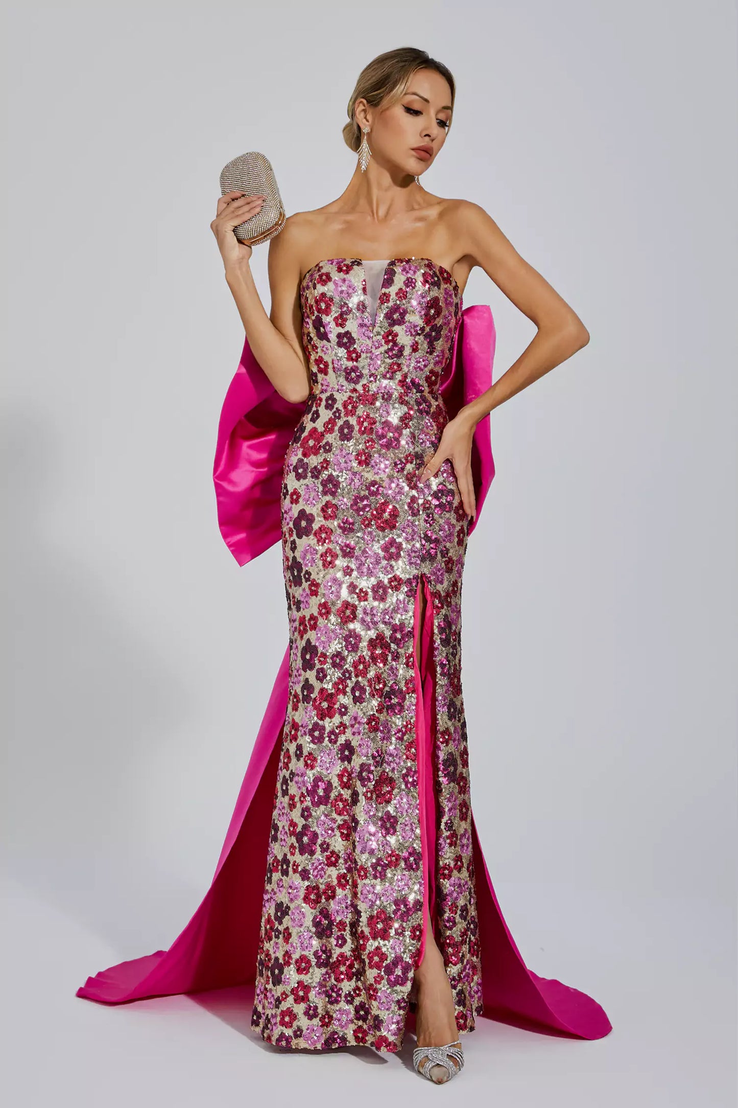 Kiera Red Flower Sequin Dress