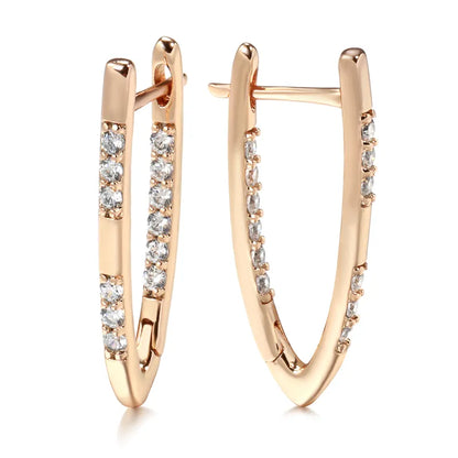 Women's Rose Gold Geometric Zircon Drop Earrings – Elegant Trendy Jewelry