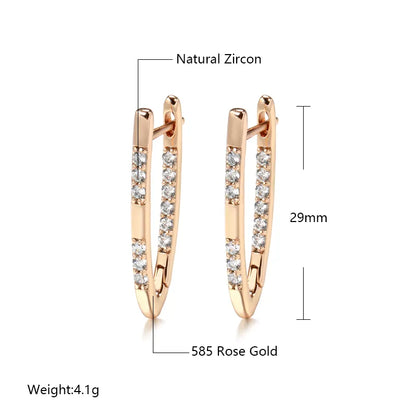 Women's Rose Gold Geometric Zircon Drop Earrings – Elegant Trendy Jewelry