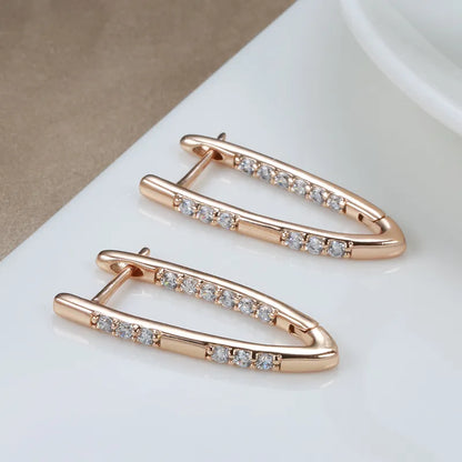 Women's Rose Gold Geometric Zircon Drop Earrings – Elegant Trendy Jewelry