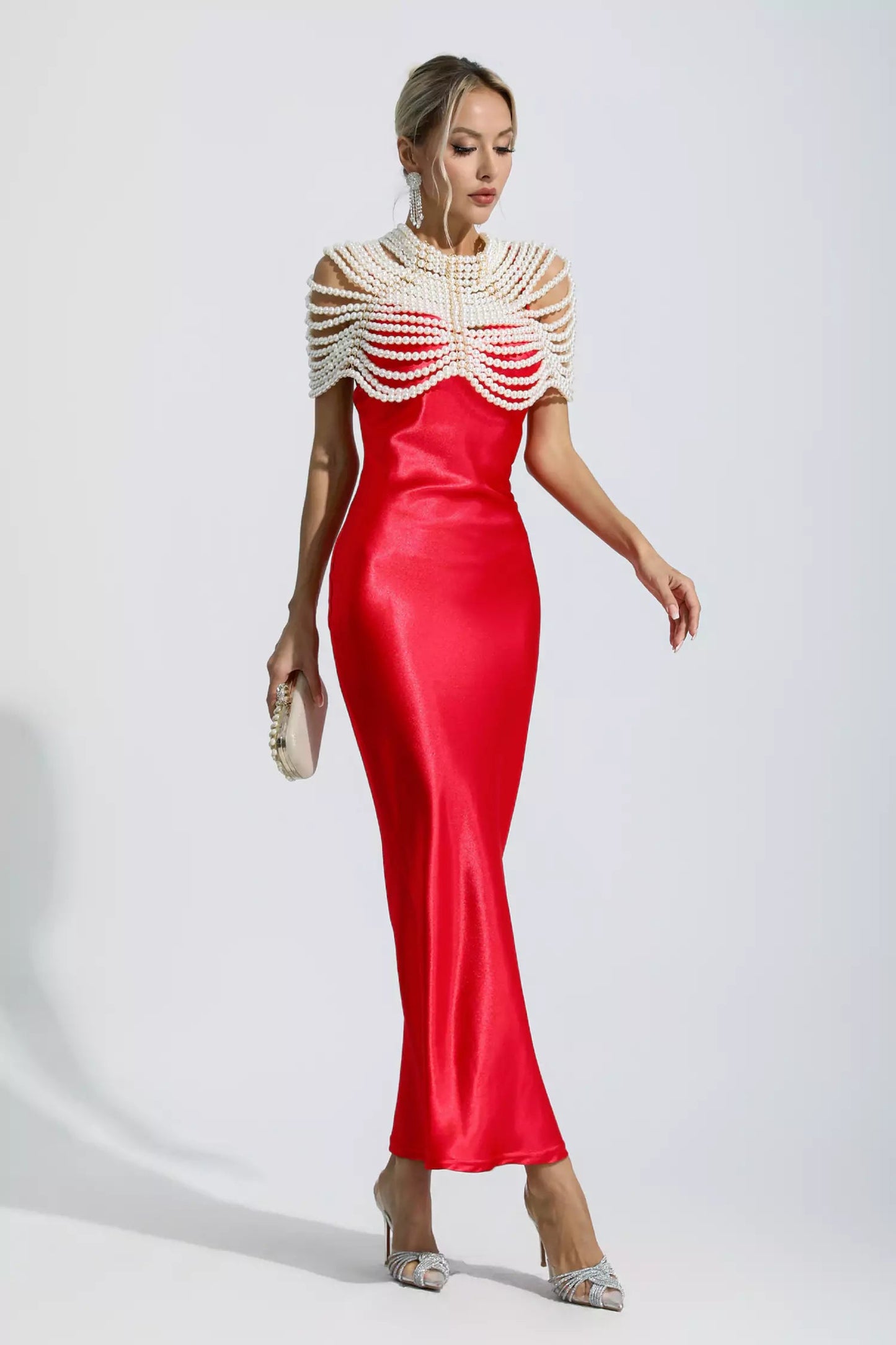 Kinsley Red Mermaid Satin Maxi Dress