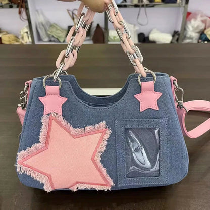 Diamond Silver Leather Crossbody Shoulder Bag