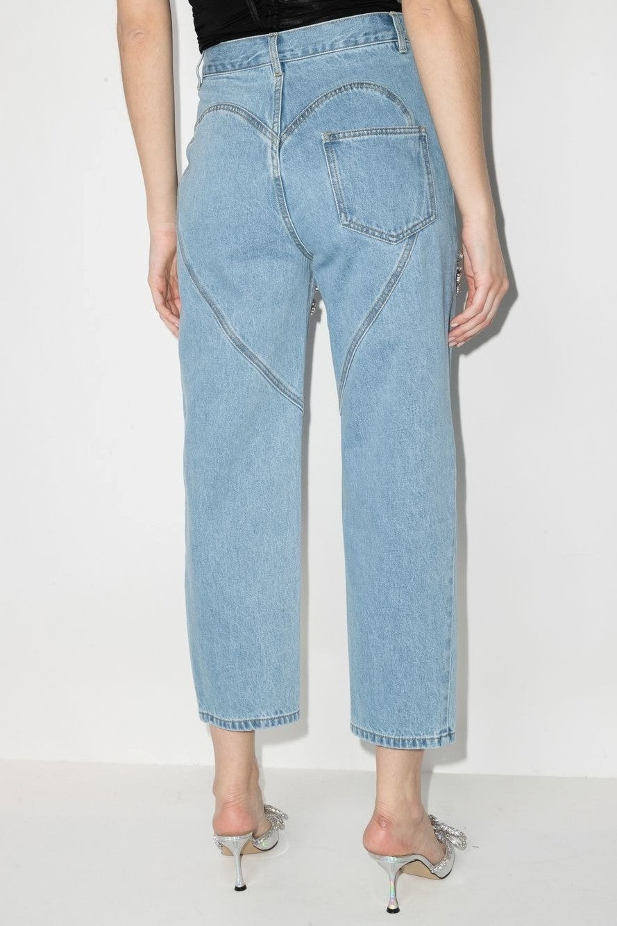 Kourta Rhinestone Embellished Cutout Jeans