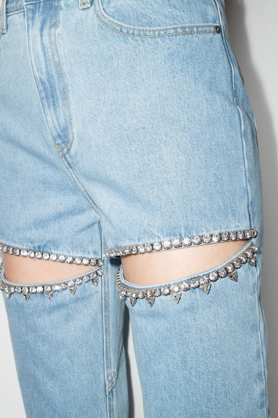 Kourta Rhinestone Embellished Cutout Jeans