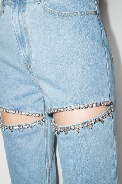 Kourta Rhinestone Embellished Cutout Jeans