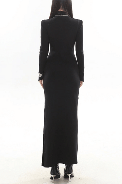 Kulic Buckle Embellished Knit Maxi Dress