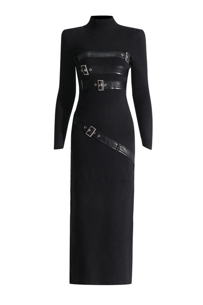 Kulic Buckle Embellished Knit Maxi Dress
