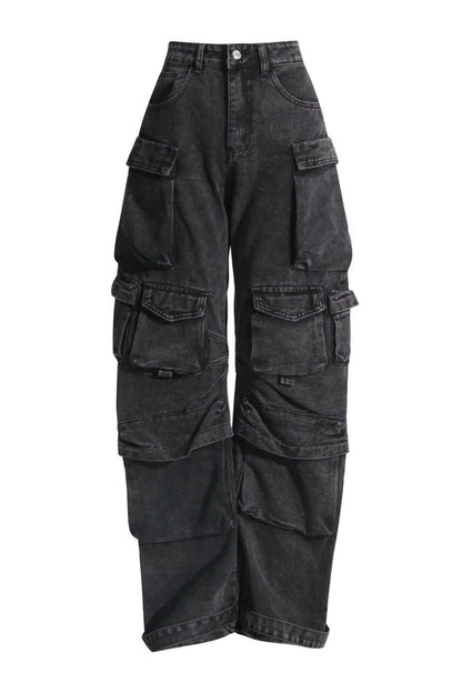 Kynlee Cargo Denim Jeans - Black